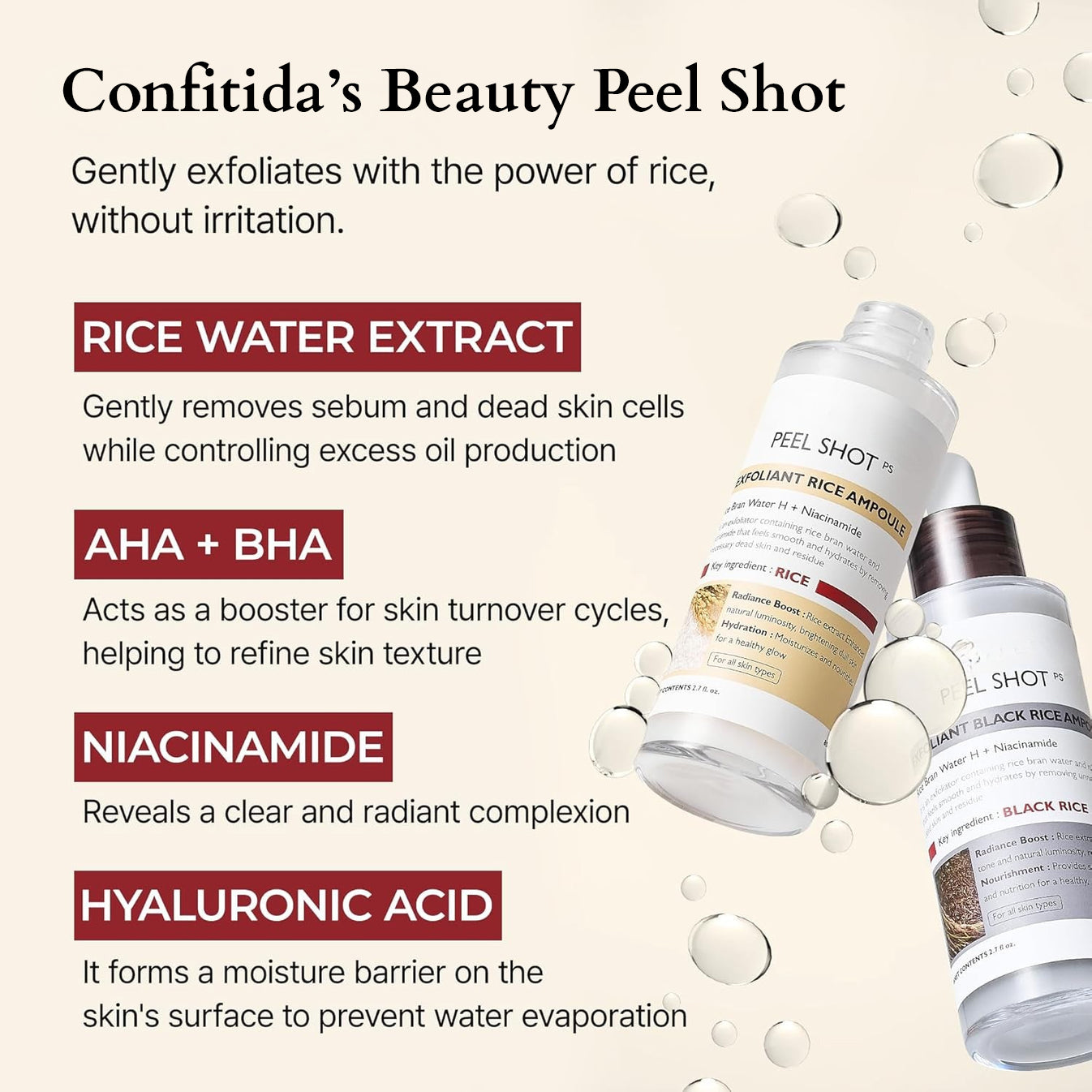 Confidita's Beauty Peel Shot - White + Black Rice Set